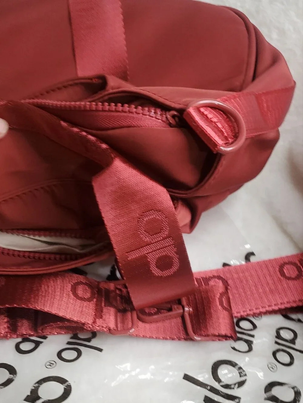 ALO Yoga Red Shoulder Bag with Detachable Branded Strap